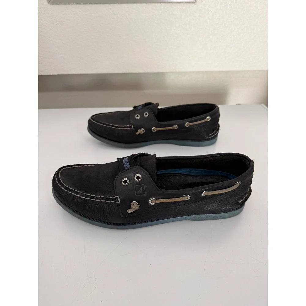 Sperry Top-Sider Mens 12 M Leather Boat Shoes Navy Black Loafers Casual